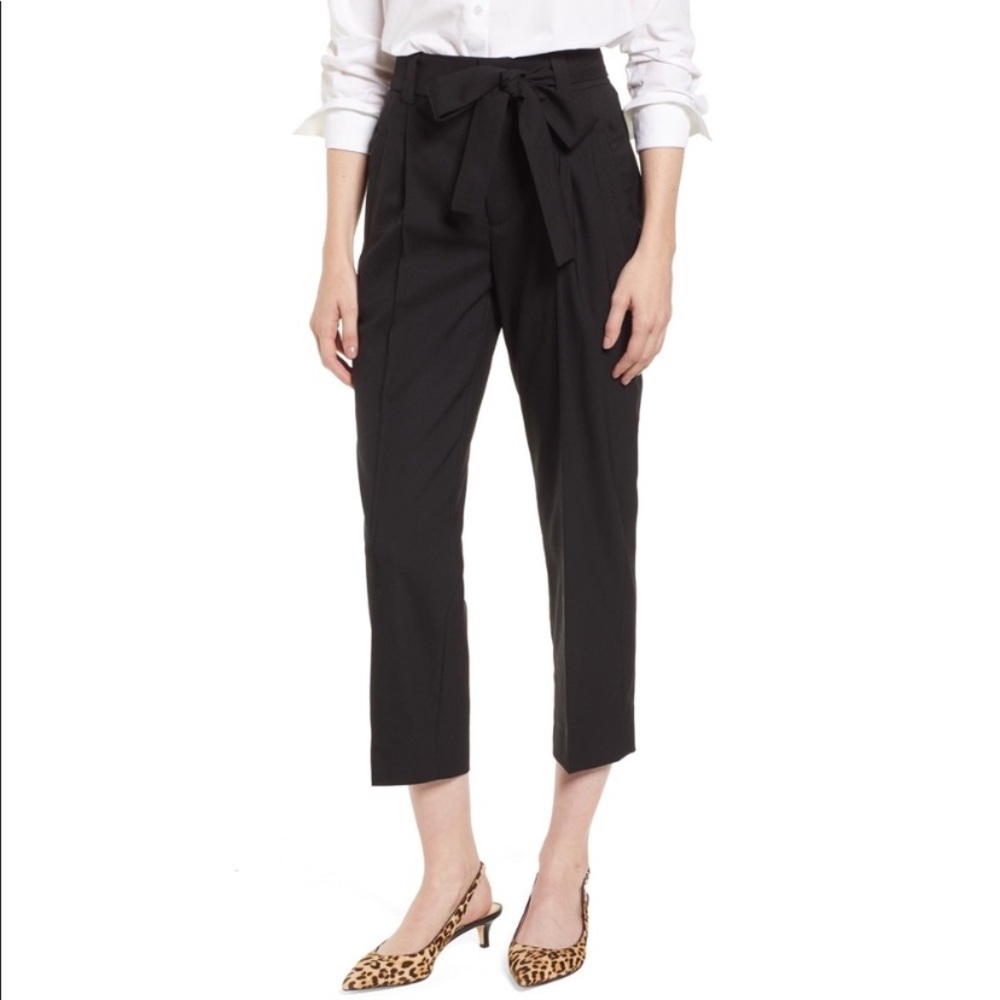 J. CREW Linen Cotton blend black Bow Tie Front Pants